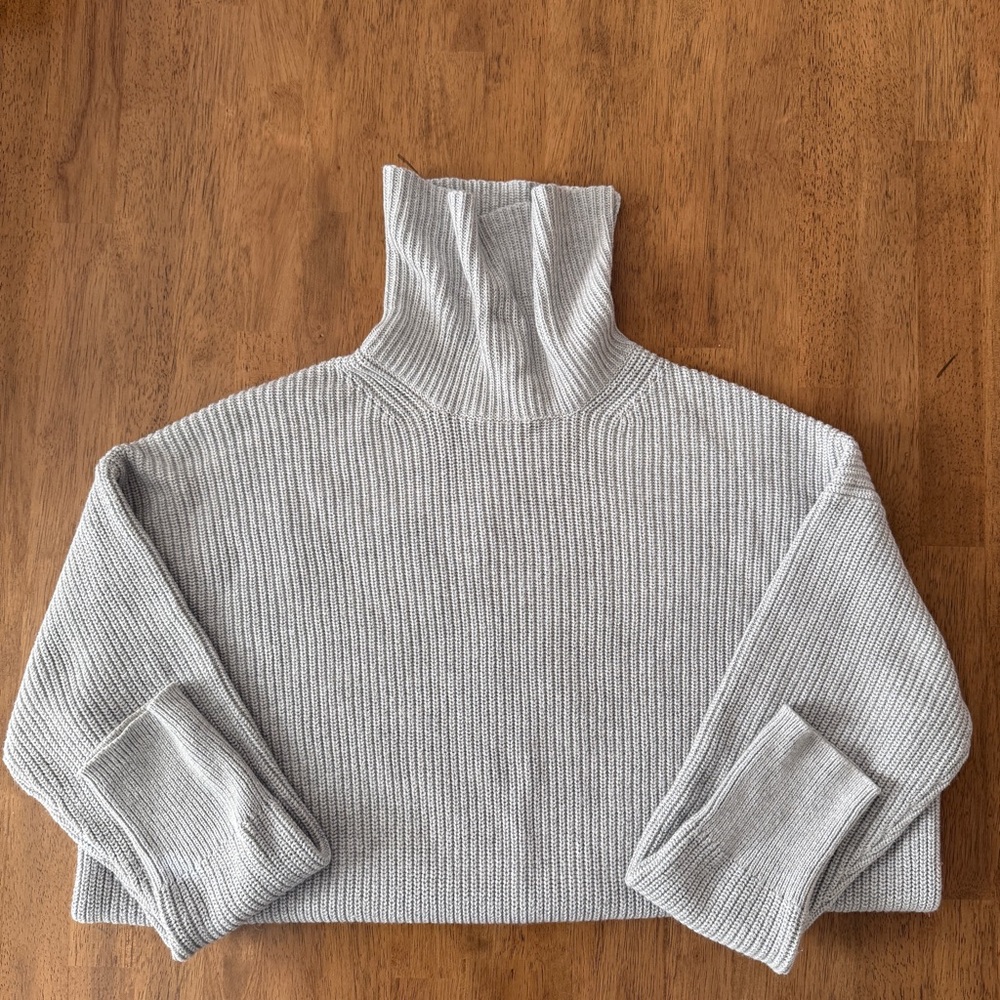 J.Crew Cotton Cashmere Blend Turtleneck, Gray, Size L